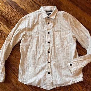 BANANA REPUBLIC Mens' White Ivory Stripe Button Shirt sz M